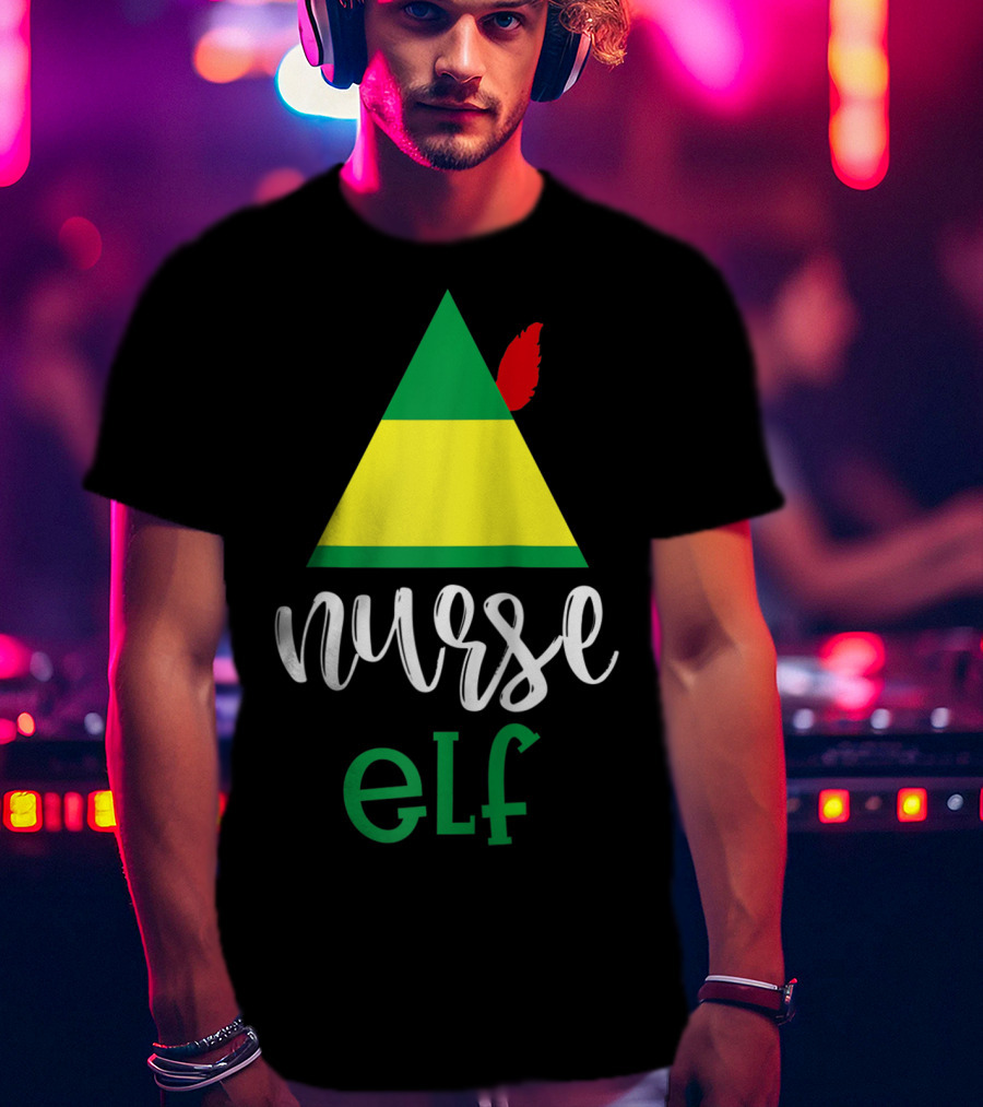 Nurse Elf Funny Christmas Medical Rn Lpn Holiday Humor T-Shirt