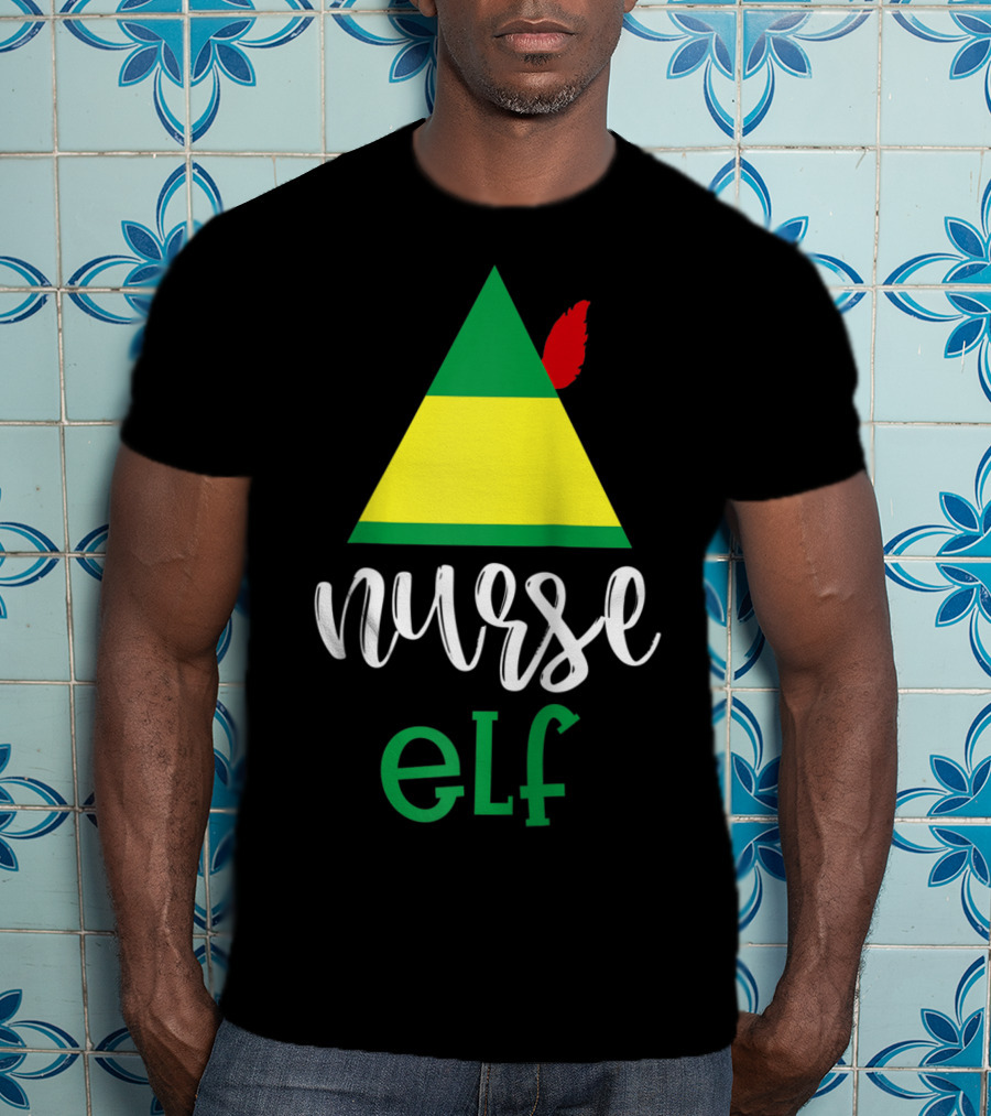 Nurse Elf Funny Christmas Medical Rn Lpn Holiday Humor T-Shirt