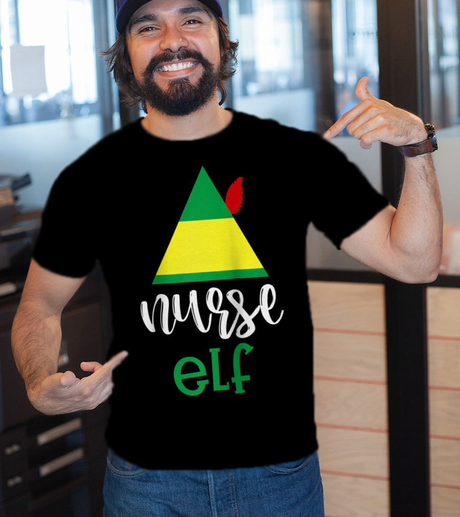 Nurse Elf Funny Christmas Medical Rn Lpn Holiday Humor T-Shirt