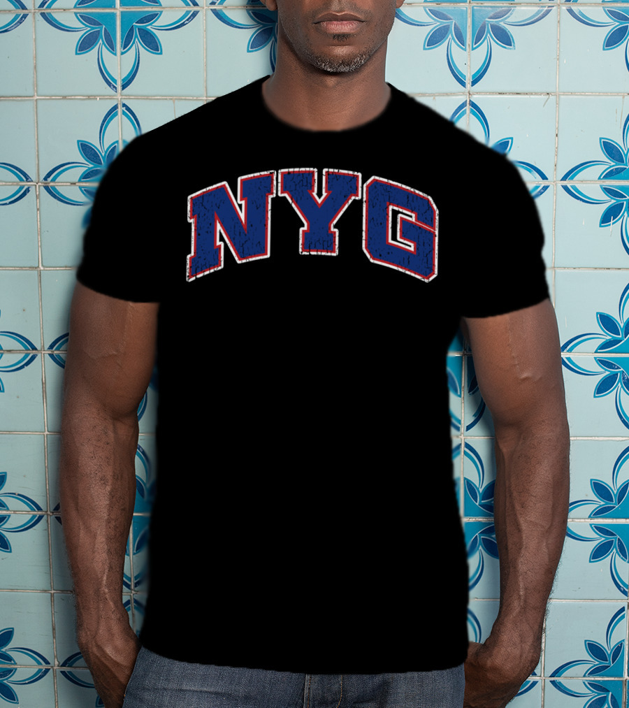 NYG Vintage New York Football Classic Blue And Red T-Shirt