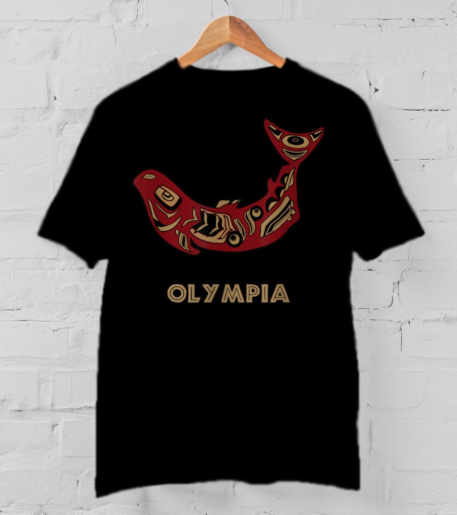 Olympia Native American Indian Style Salmon T-Shirt