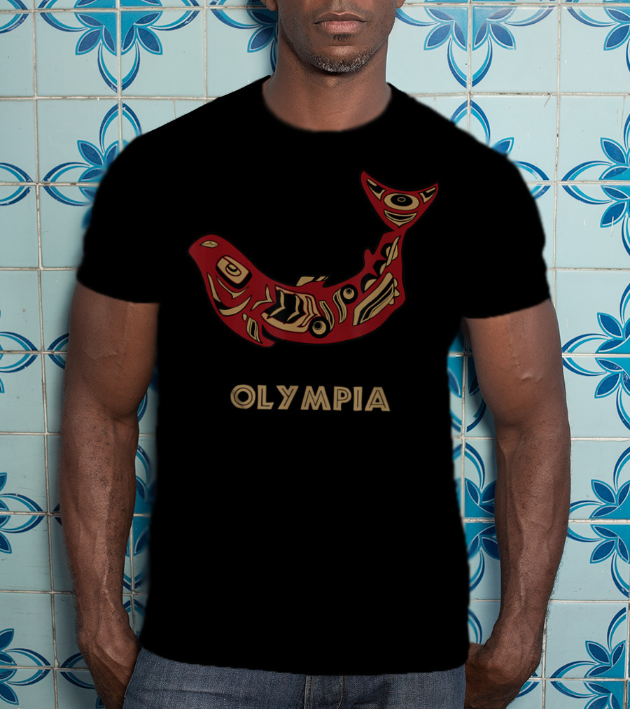Olympia Native American Indian Style Salmon T-Shirt