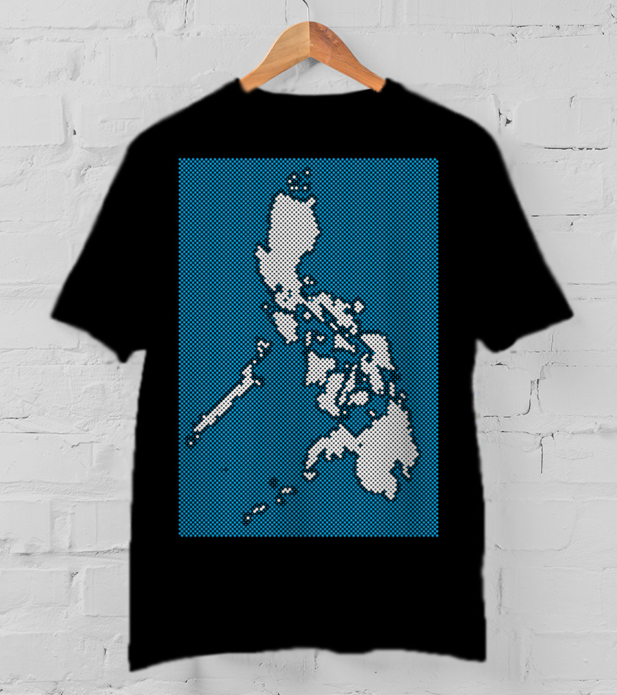 Philippines Map Halftone Blue Background T-Shirt