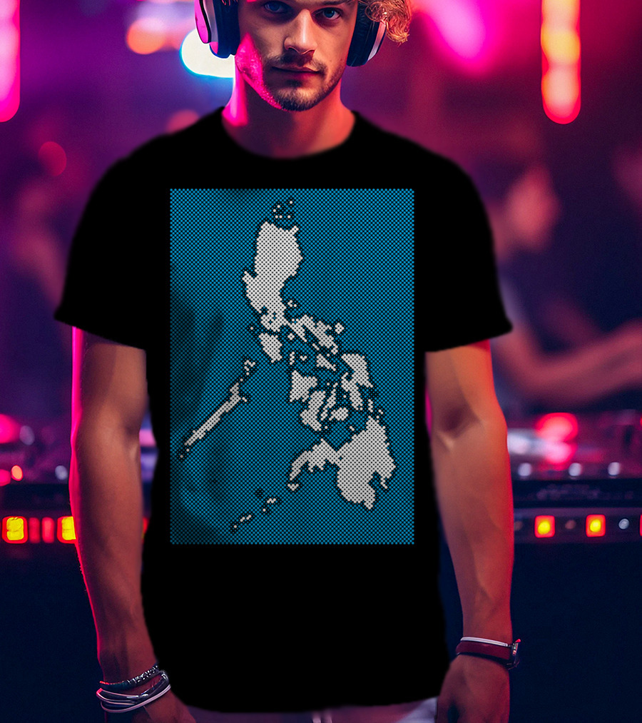Philippines Map Halftone Blue Background T-Shirt