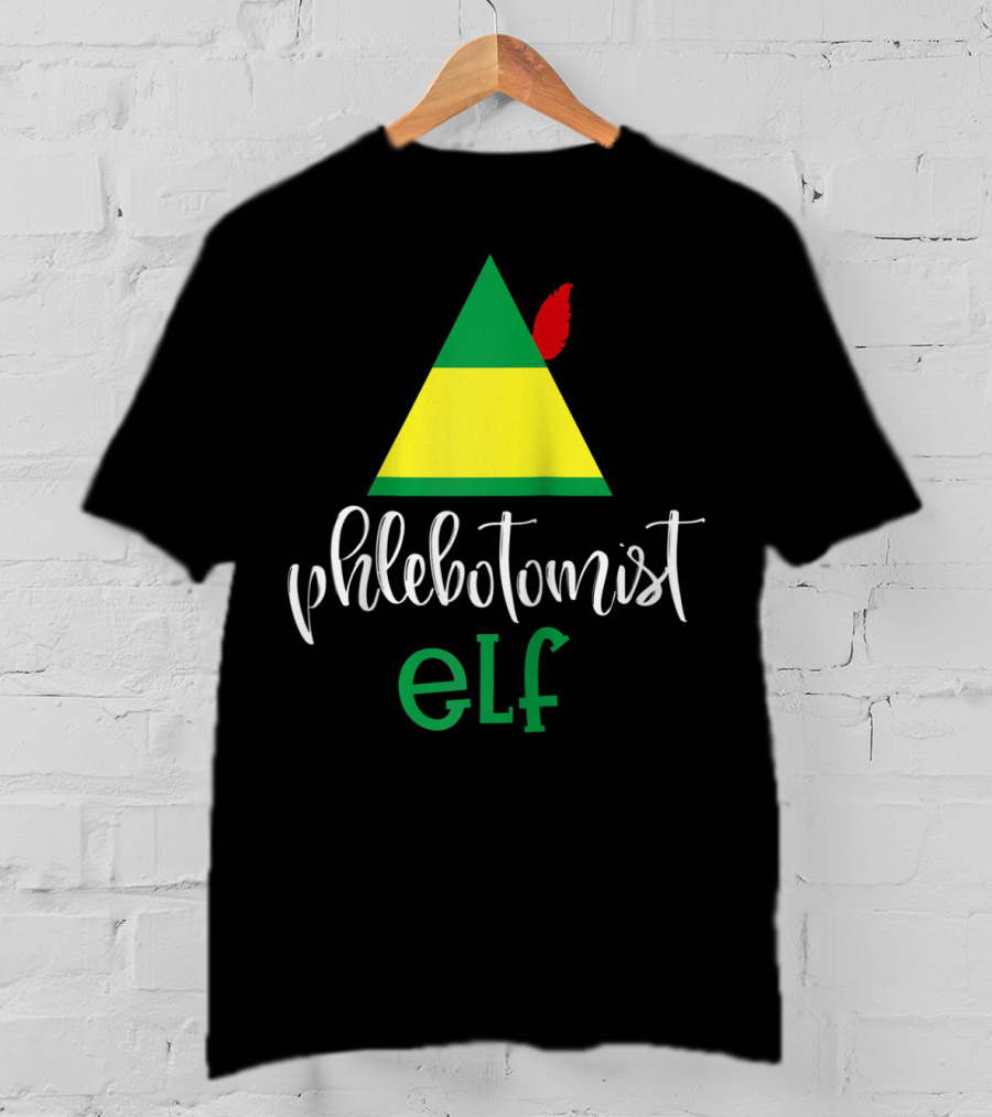 Phlebotomist Elf Christmas Hat Festive Humor T-Shirt
