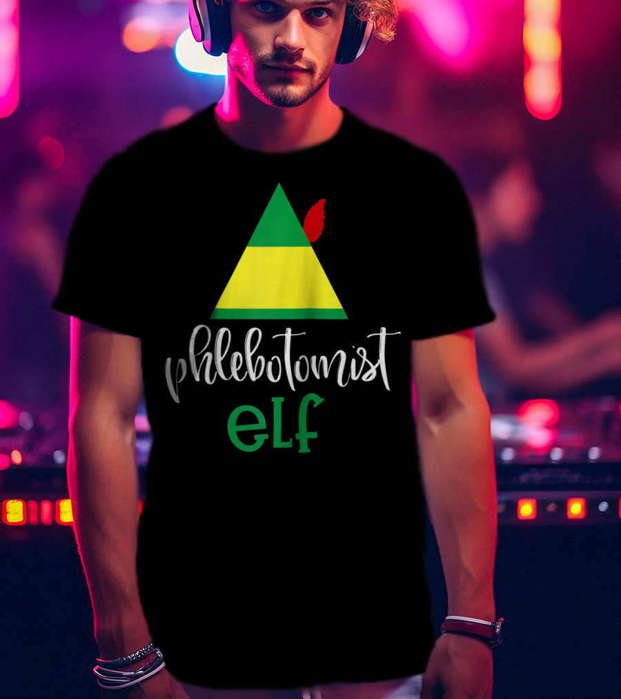 Phlebotomist Elf Christmas Hat Festive Humor T-Shirt