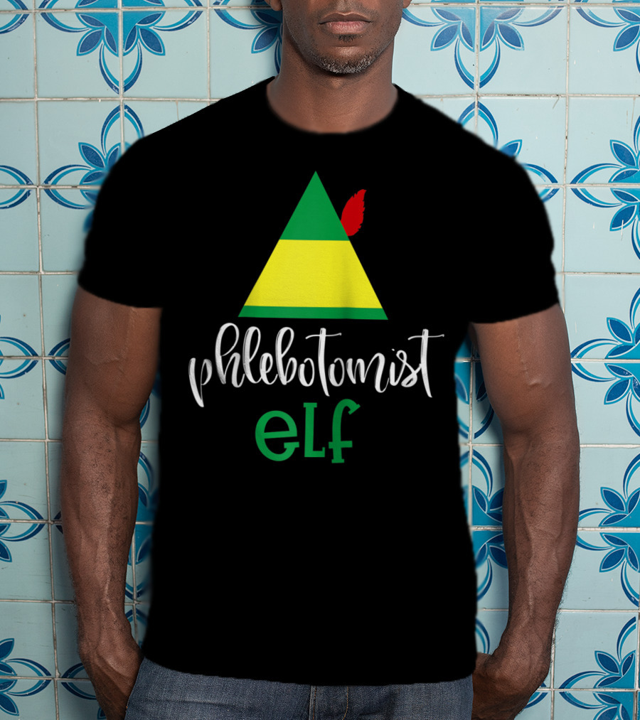 Phlebotomist Elf Christmas Hat Festive Humor T-Shirt