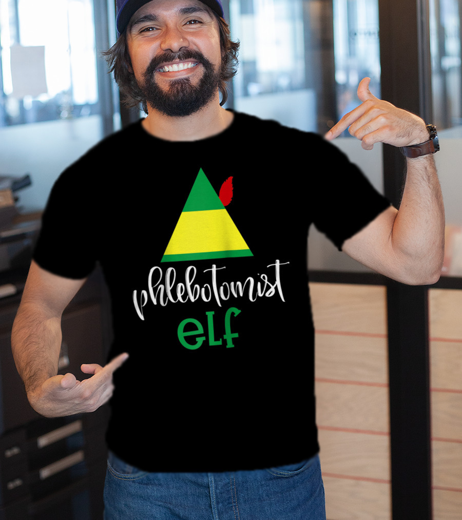 Phlebotomist Elf Christmas Hat Festive Humor T-Shirt