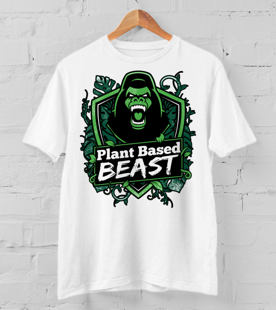 Plant Based Beast Fitness Gorilla Bodybuilding Jungle Strength T-Shirt