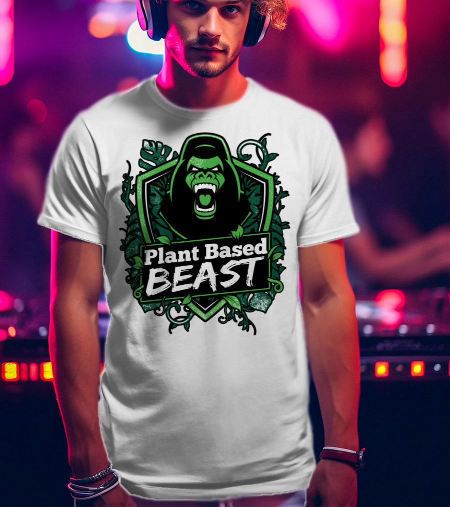 Plant Based Beast Fitness Gorilla Bodybuilding Jungle Strength T-Shirt