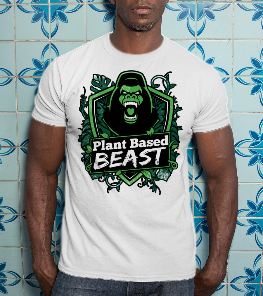 Plant Based Beast Fitness Gorilla Bodybuilding Jungle Strength T-Shirt