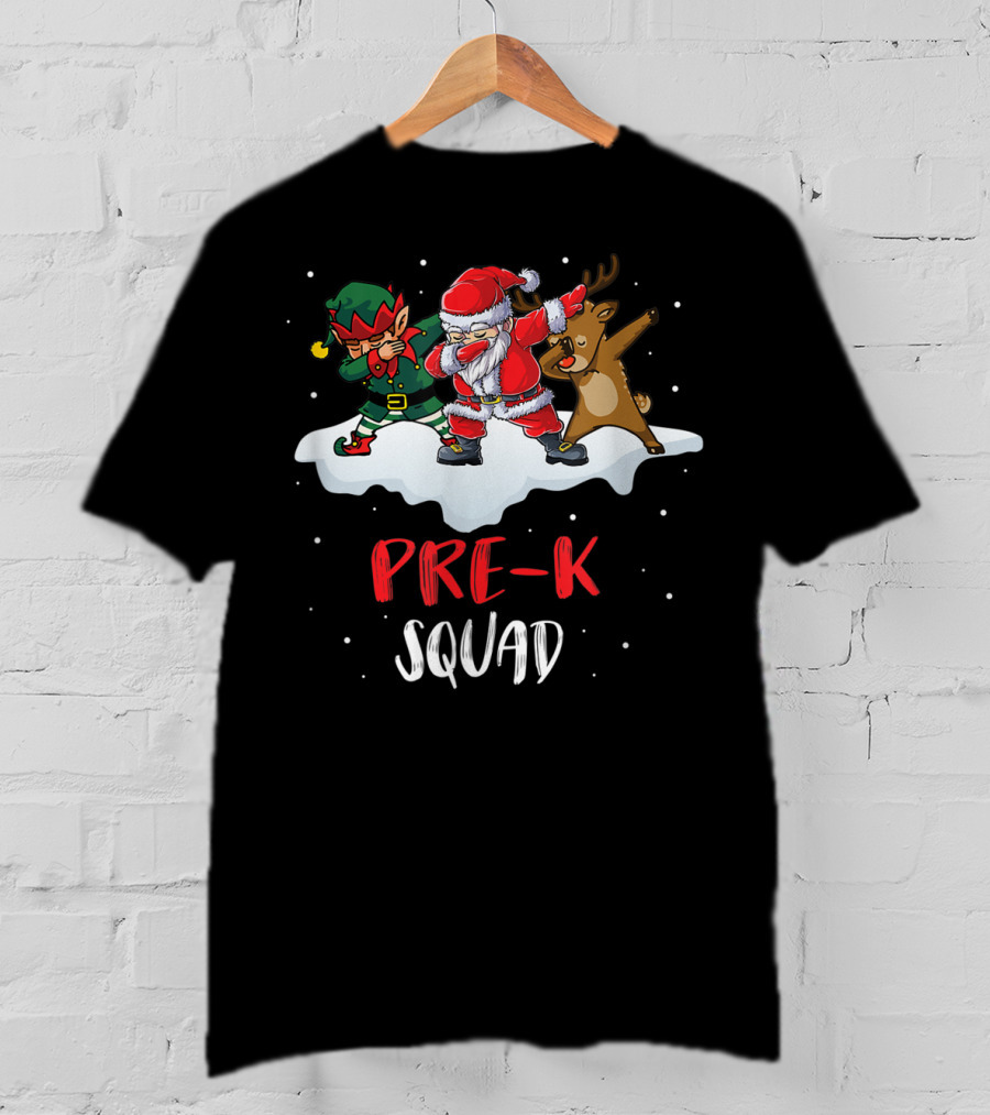 Pre K Squad Santa Elf Reindeer Dabbing T-Shirt