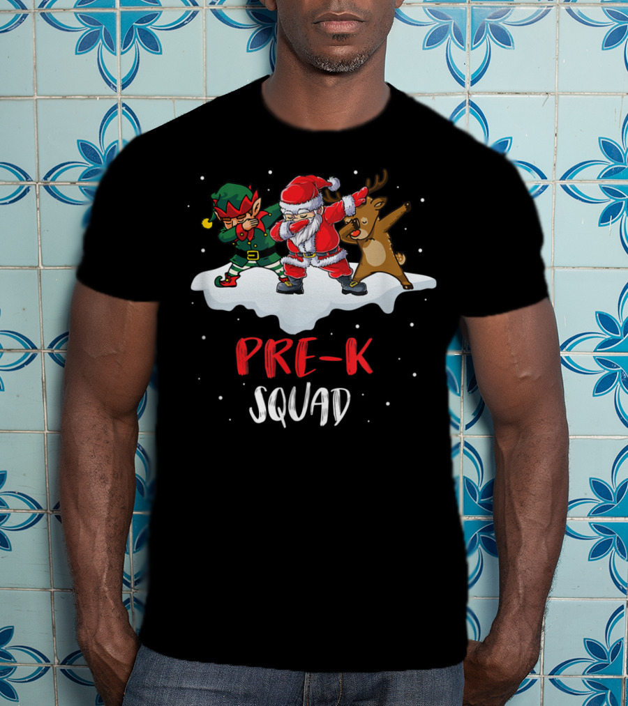 Pre K Squad Santa Elf Reindeer Dabbing T-Shirt