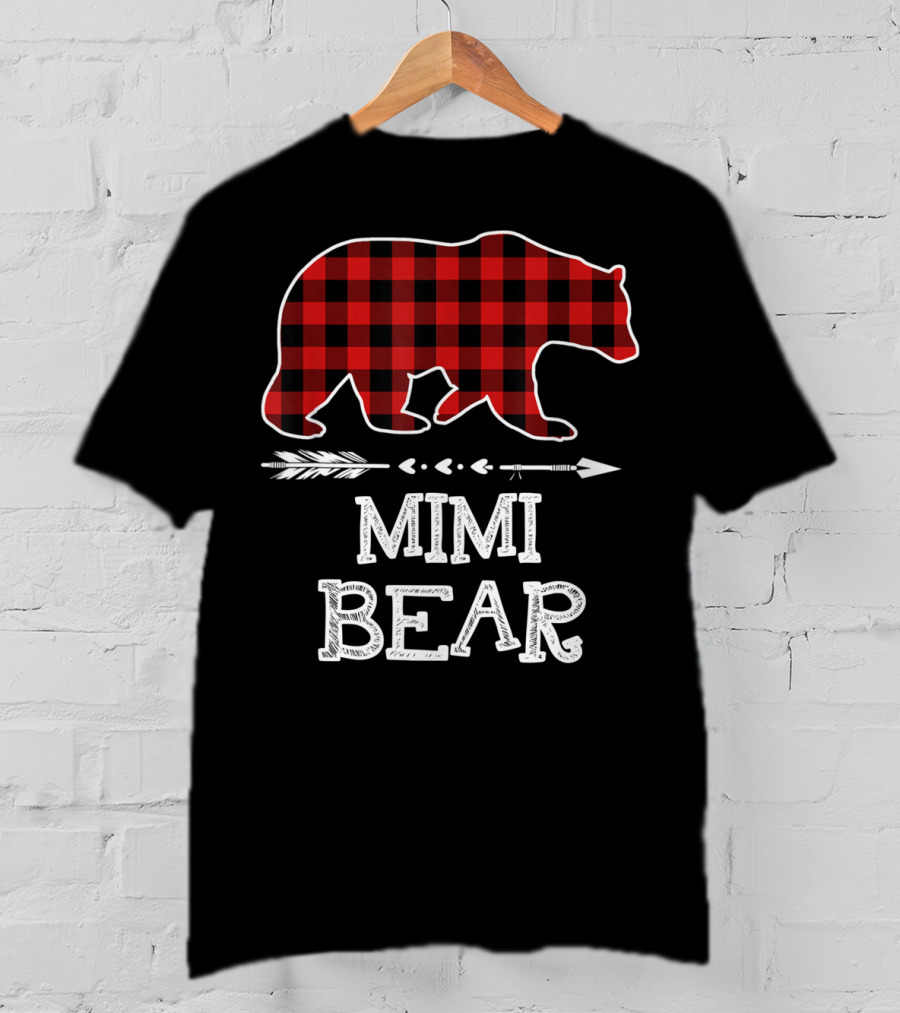 Red Plaid Bear Mimi Arrow T-Shirt