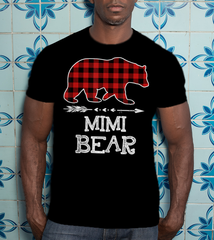 Red Plaid Bear Mimi Arrow T-Shirt