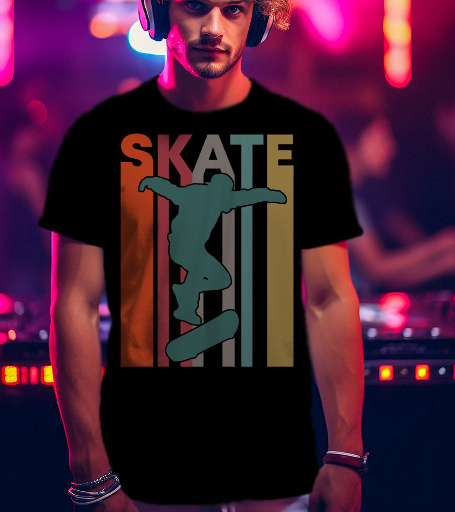 Retro Skate Skateboarder Vintage 70S 80S Skateboarding T-Shirt