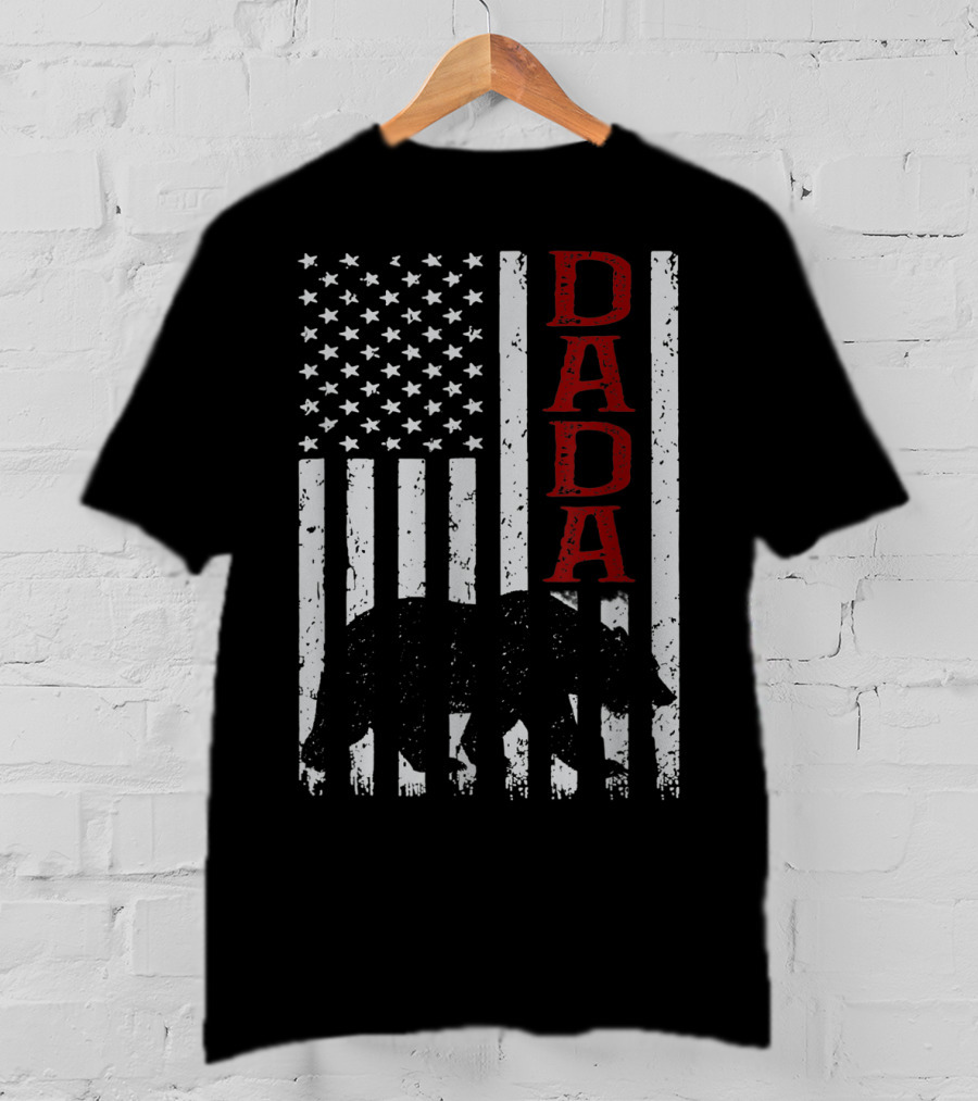 American Flag Dada Bear Silhouette T-Shirt