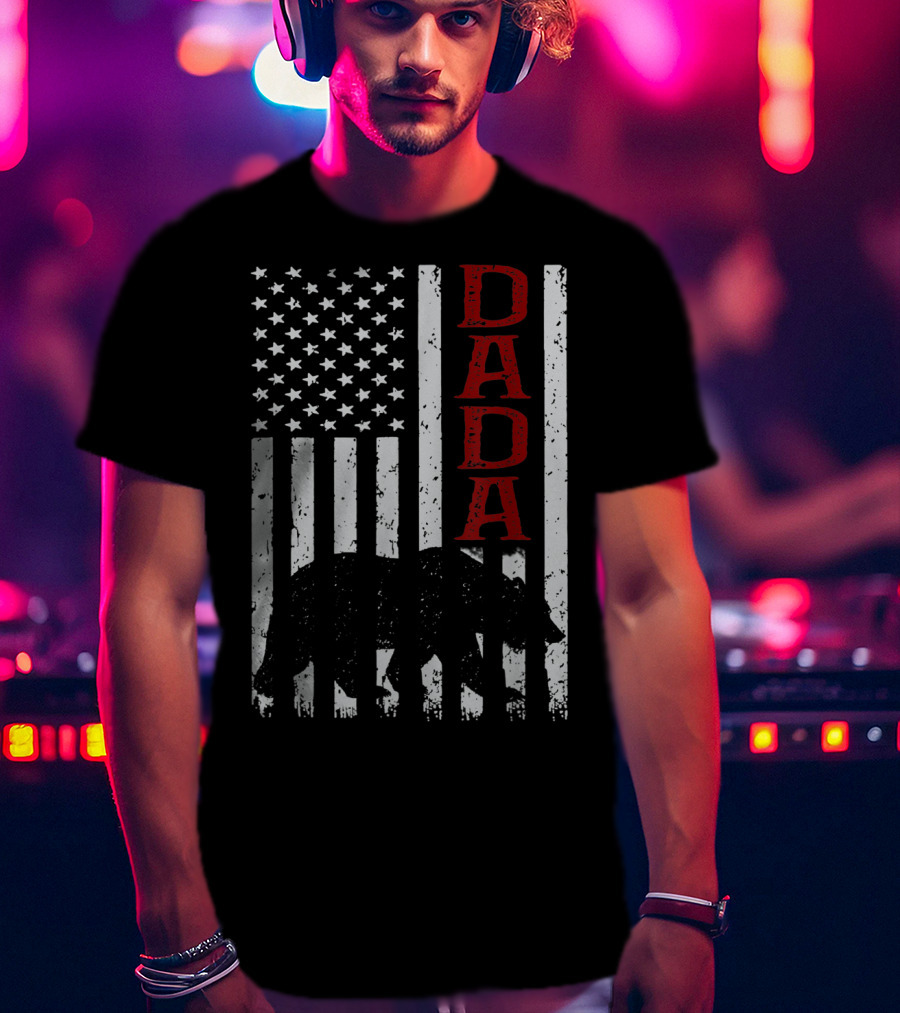 American Flag Dada Bear Silhouette T-Shirt