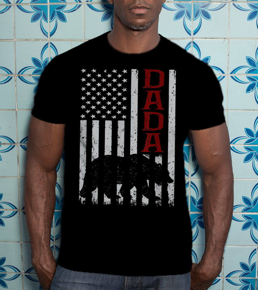 American Flag Dada Bear Silhouette T-Shirt