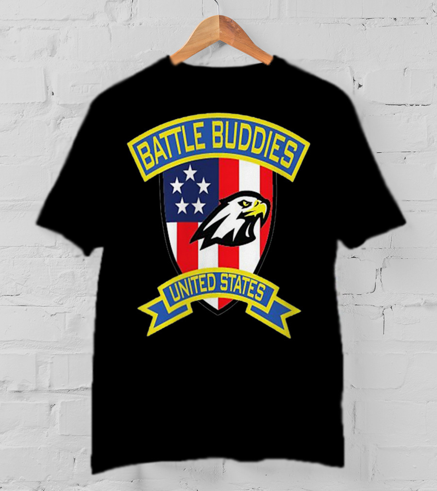 Battle Buddies United States Bald Eagle Stars Shield T-Shirt