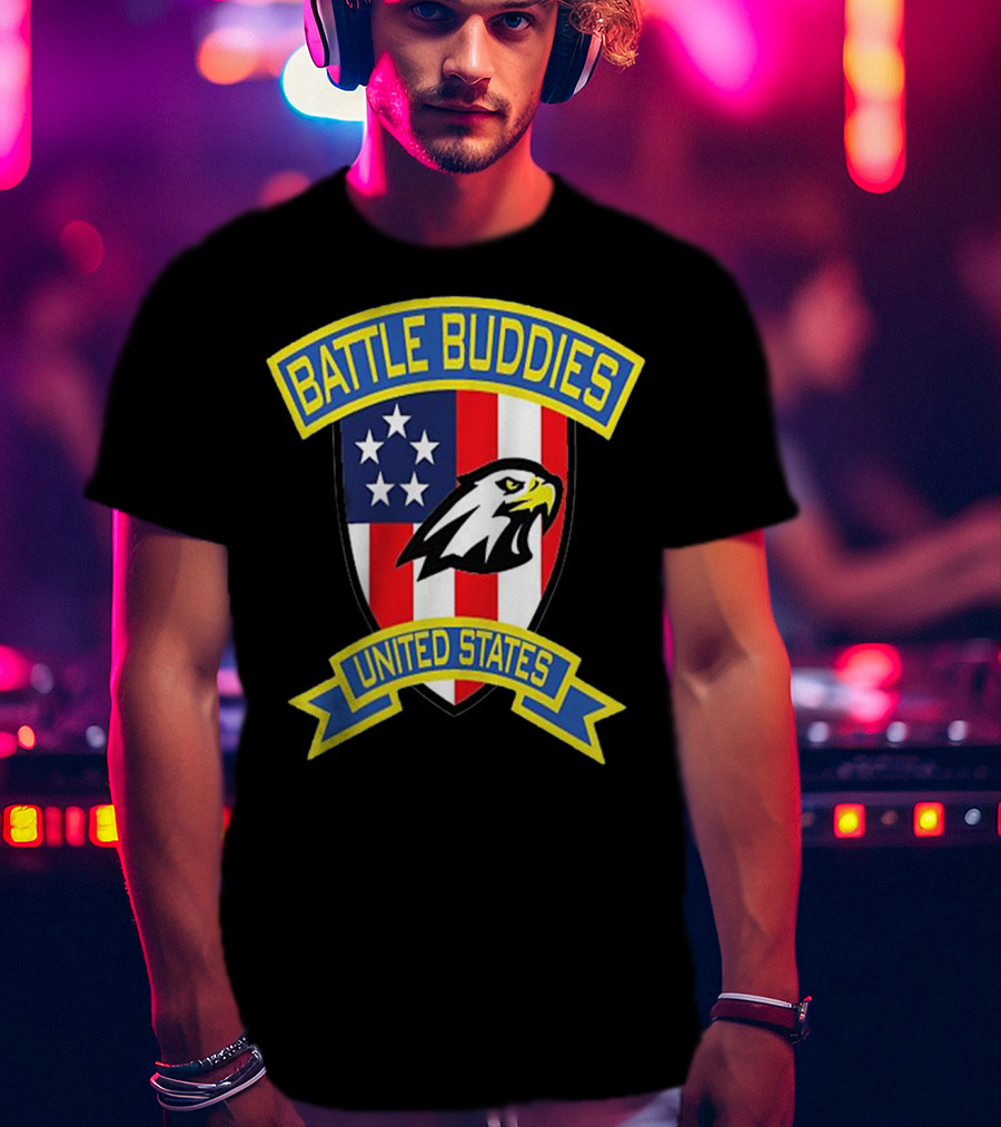 Battle Buddies United States Bald Eagle Stars Shield T-Shirt