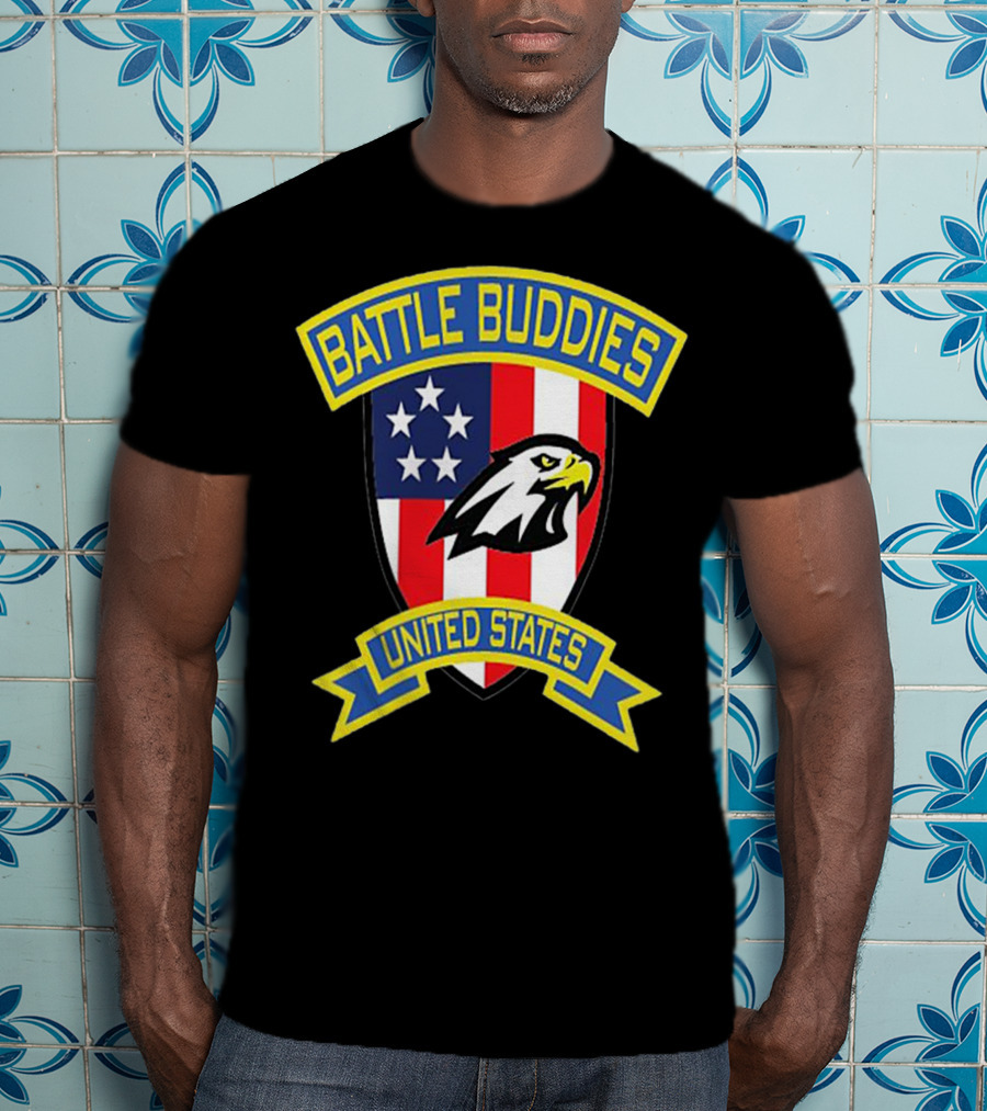 Battle Buddies United States Bald Eagle Stars Shield T-Shirt