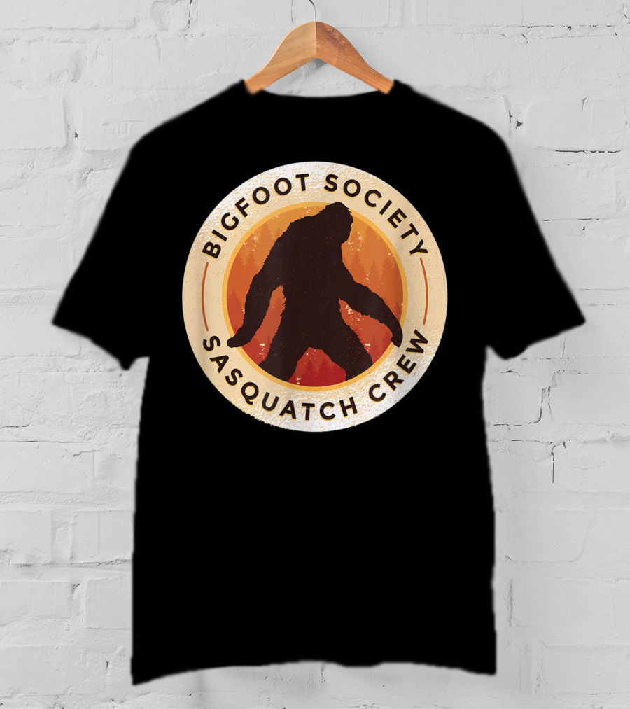 Bigfoot Society Sasquatch Crew Men Women Iconic Forest Emblem T-Shirt