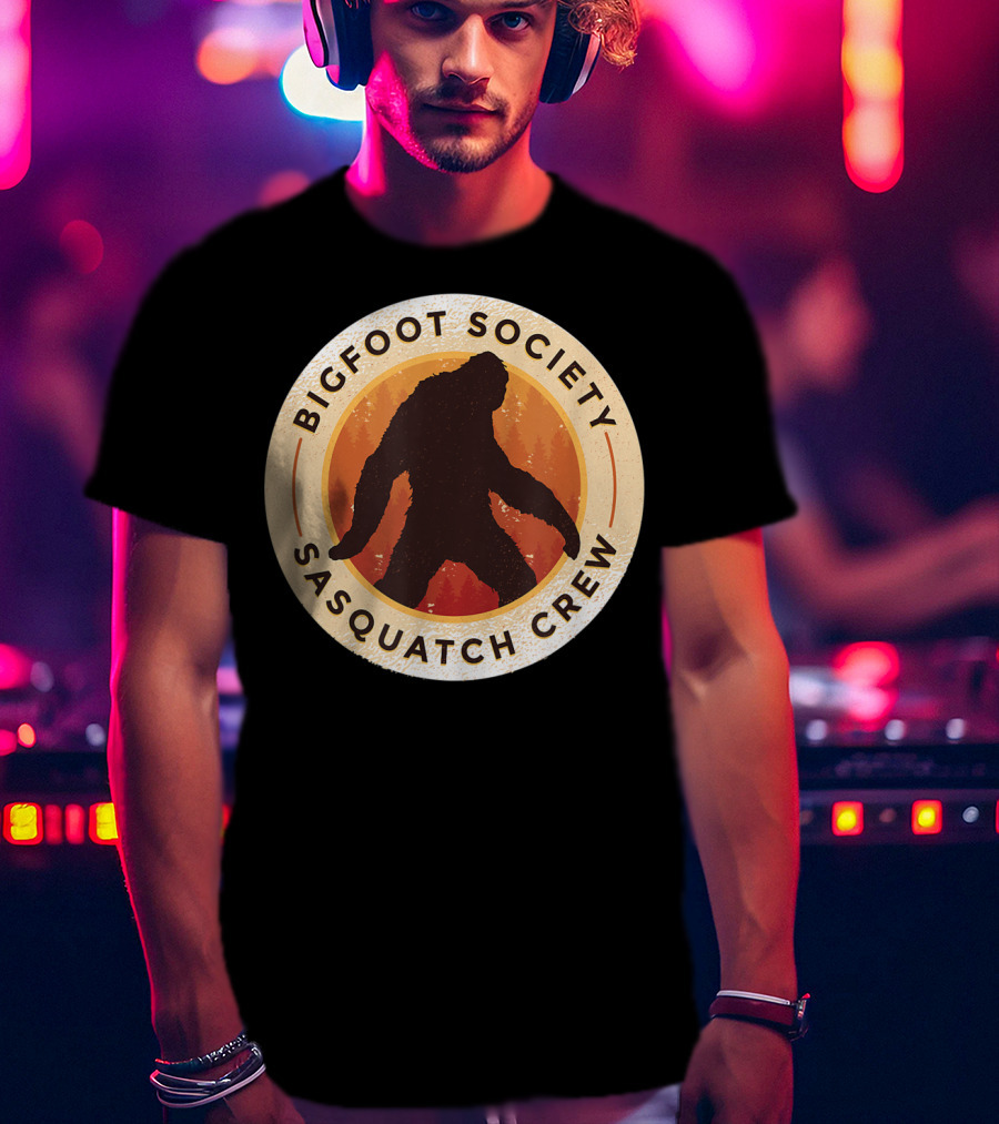 Bigfoot Society Sasquatch Crew Men Women Iconic Forest Emblem T-Shirt