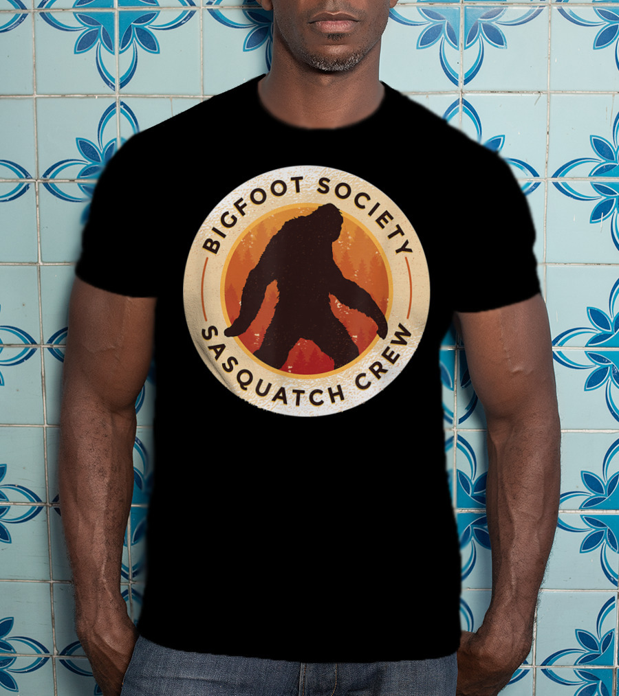 Bigfoot Society Sasquatch Crew Men Women Iconic Forest Emblem T-Shirt