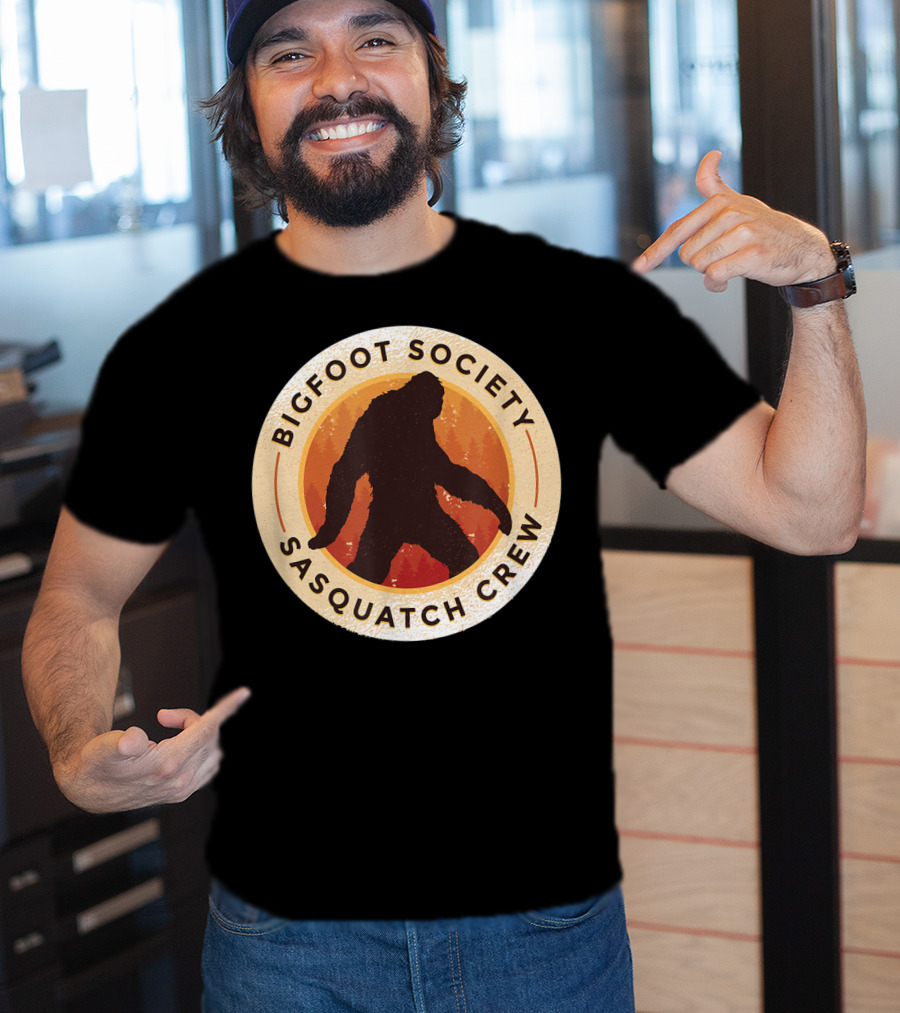 Bigfoot Society Sasquatch Crew Men Women Iconic Forest Emblem T-Shirt