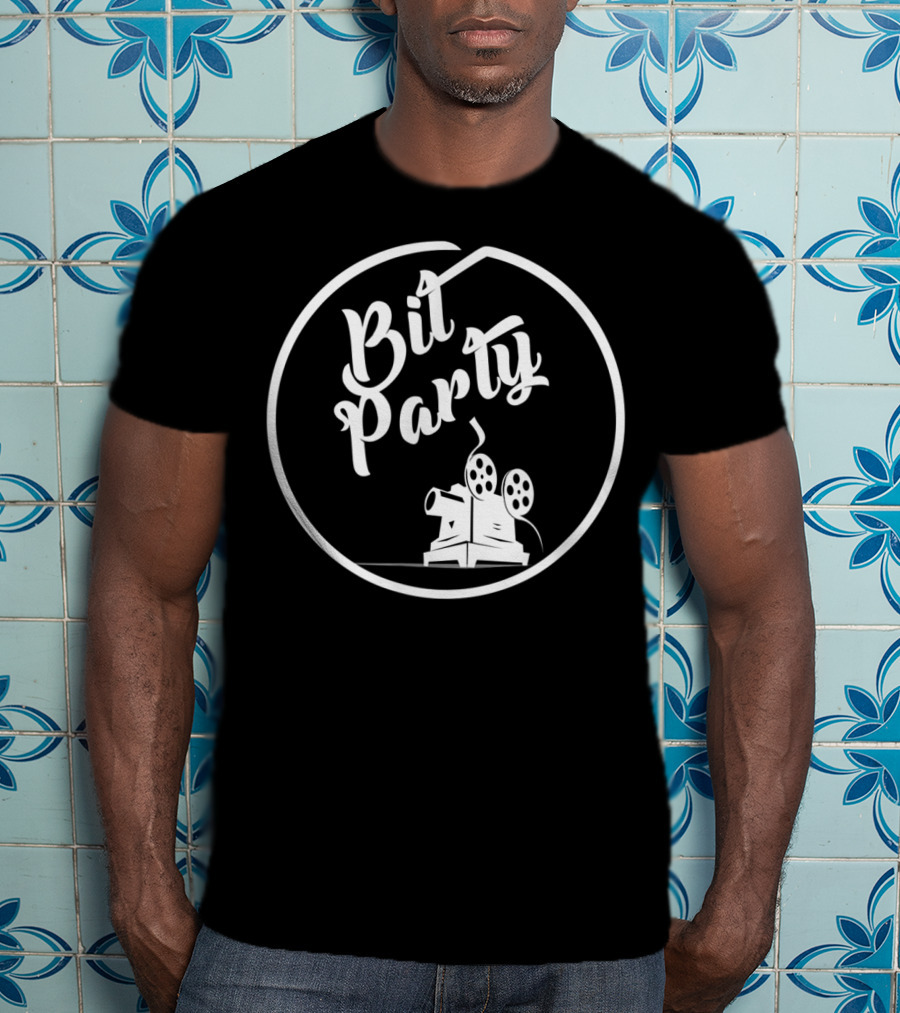 Bit Party Retro Film Projector Black T-Shirt