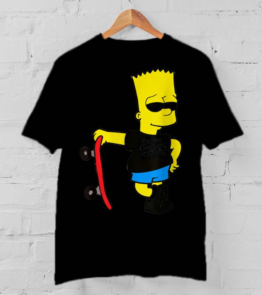 Bsbct Before Crayons Tattoos Bart Skateboard T-Shirt