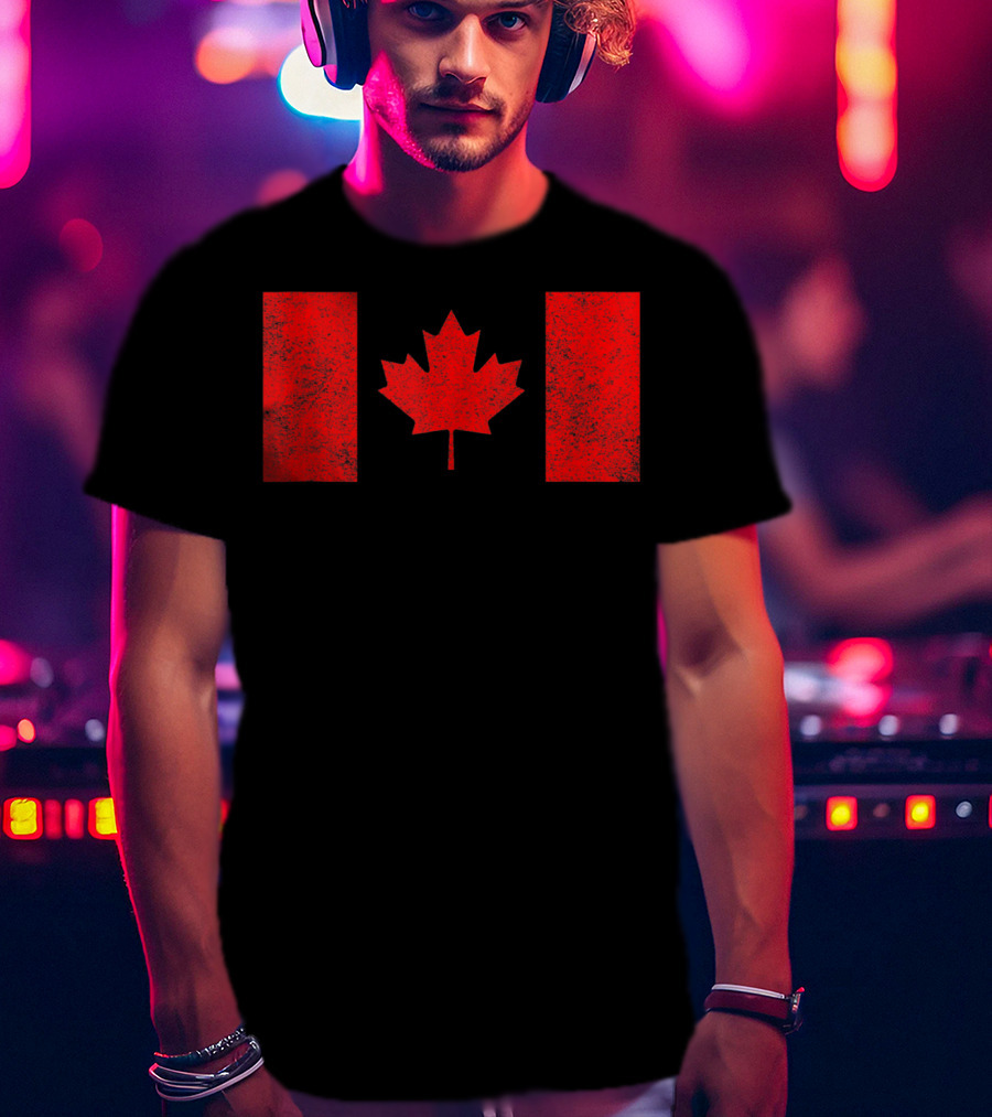Canada National Flag Distressed Maple Leaf T-Shirt