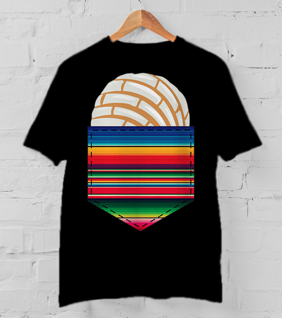 Colorful Serape Pocket White Concha T-Shirt