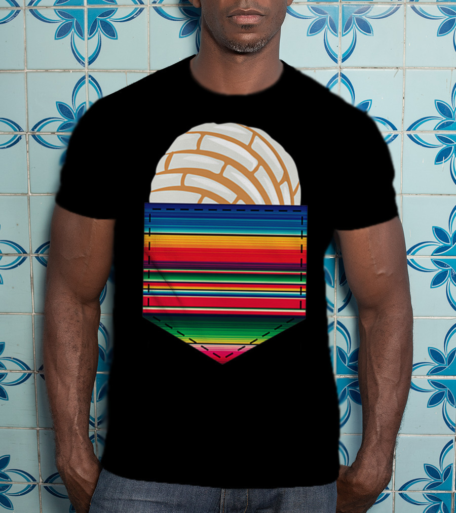 Colorful Serape Pocket White Concha T-Shirt