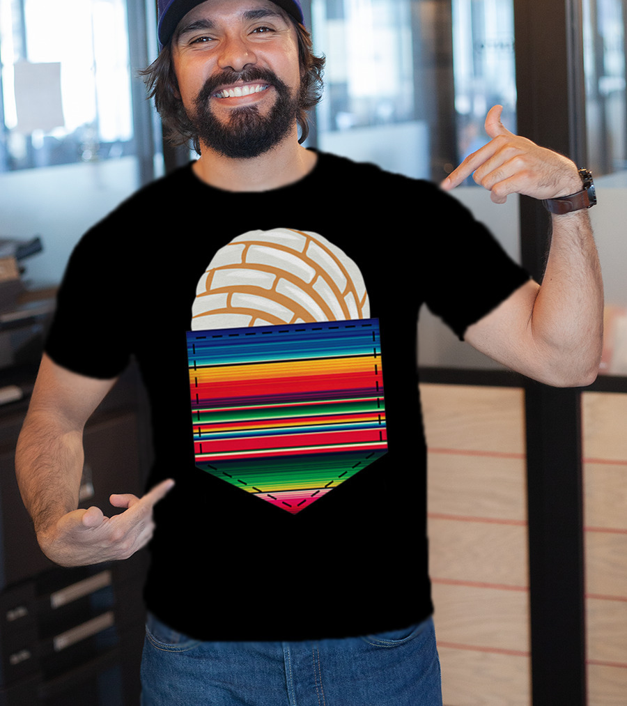 Colorful Serape Pocket White Concha T-Shirt