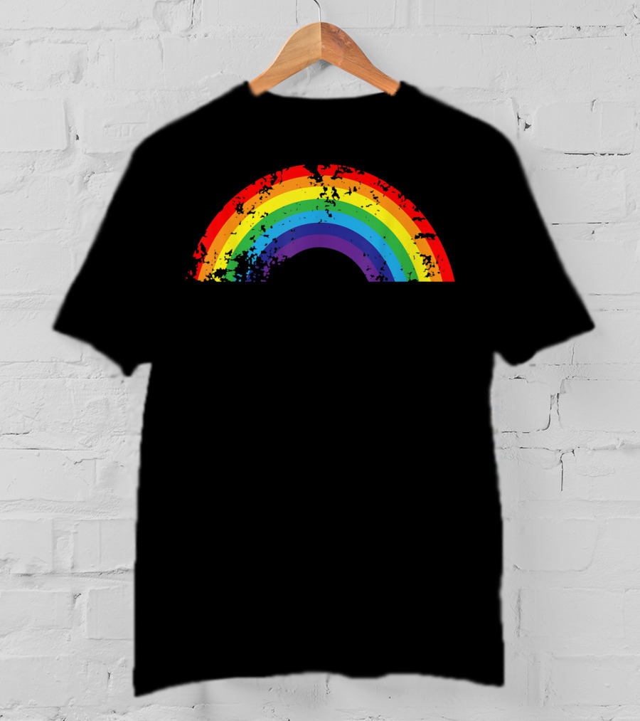 Cool Elegant Rainbow Vintage Retro 80's Style Rainbow T-Shirt