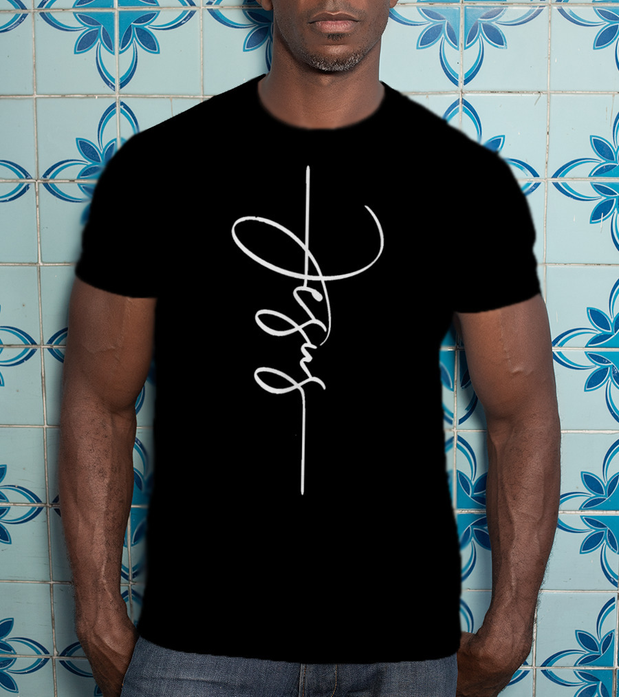 Cool Jesus Vertical Signature Design For Men And Women T-Shirt