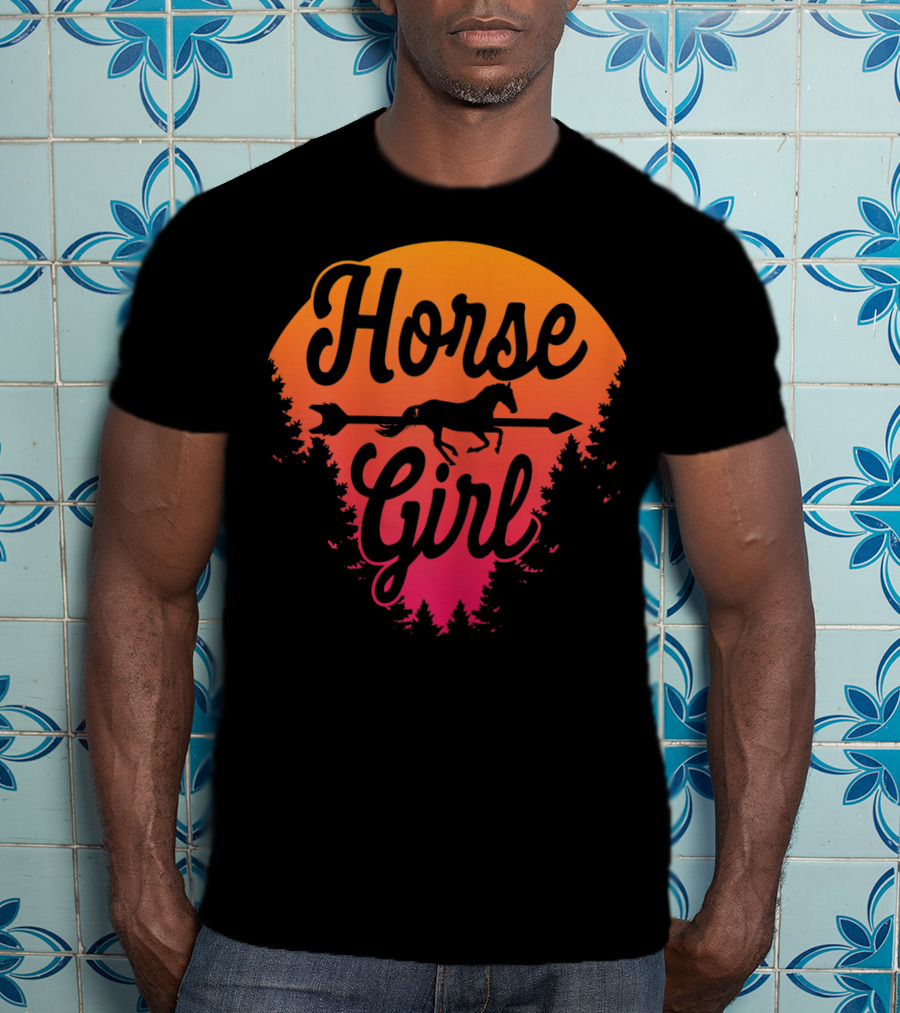 Horse Girl Forest Sunset T-Shirt