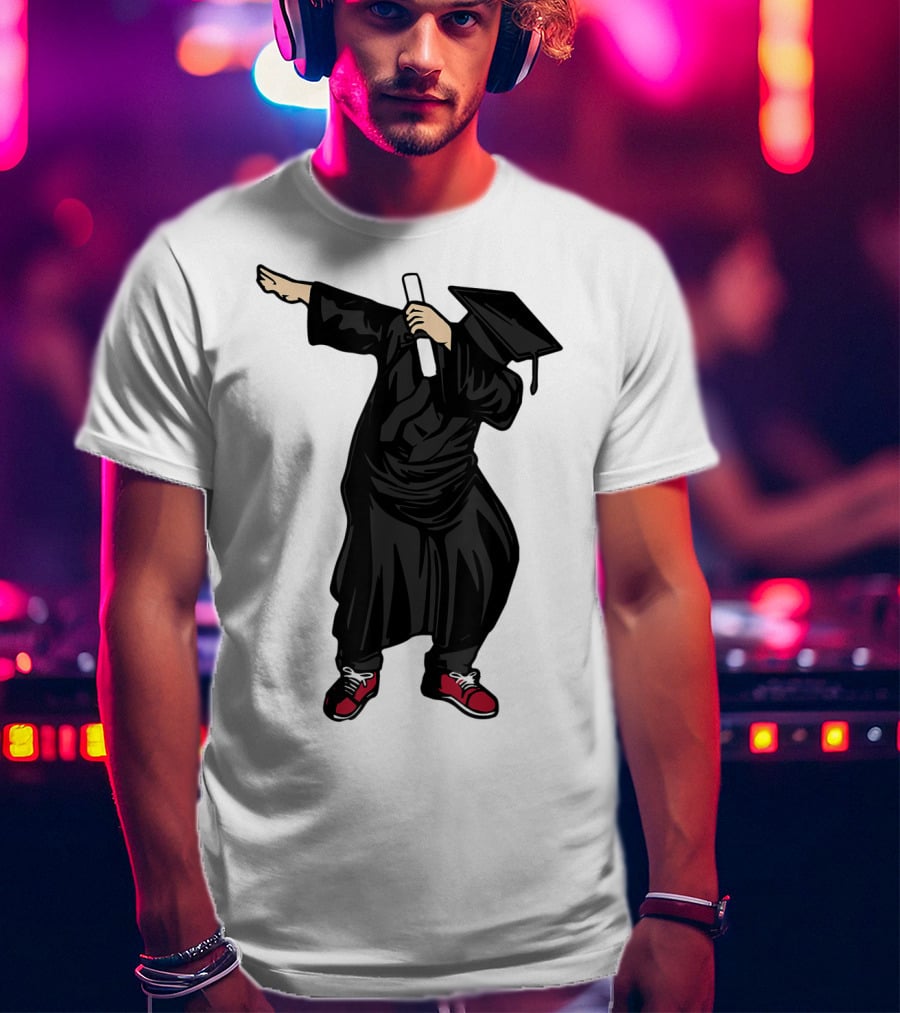 Dabbing Graduate Dance With Grad Hat And Diploma T-Shirt