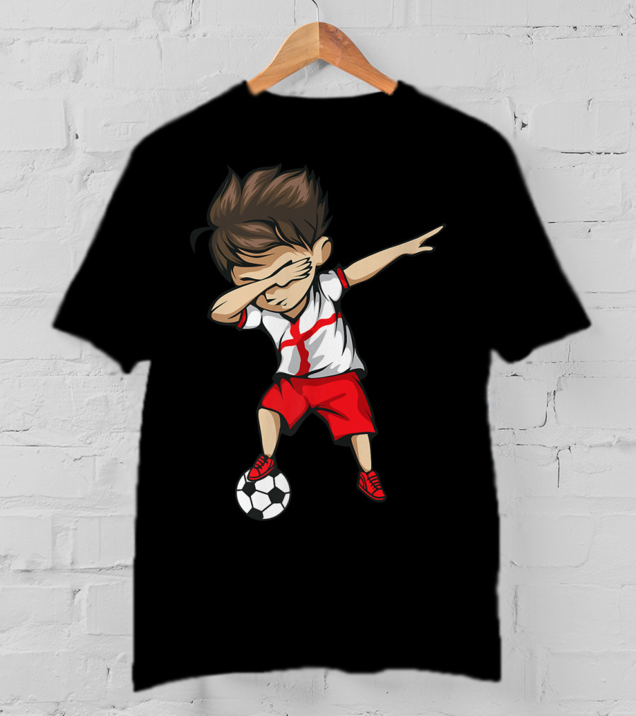Dabbing Soccer Boy England Jersey English Football T-Shirt