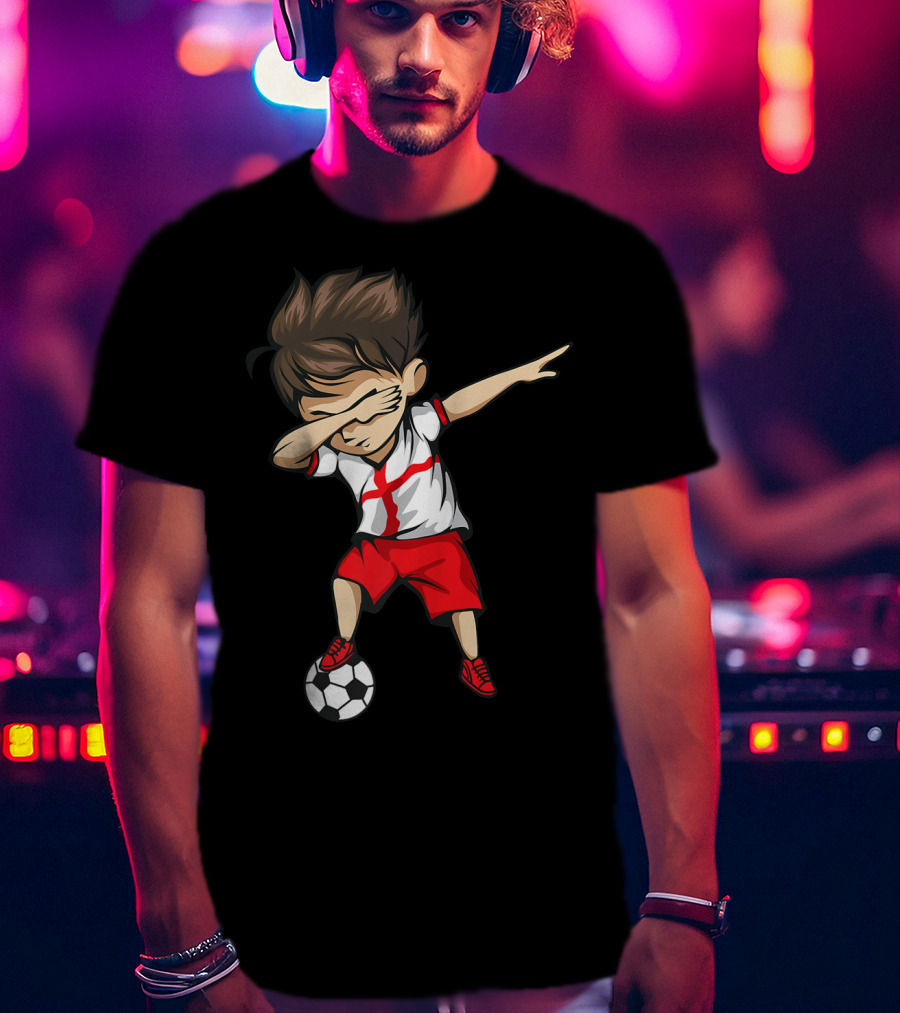 Dabbing Soccer Boy England Jersey English Football T-Shirt