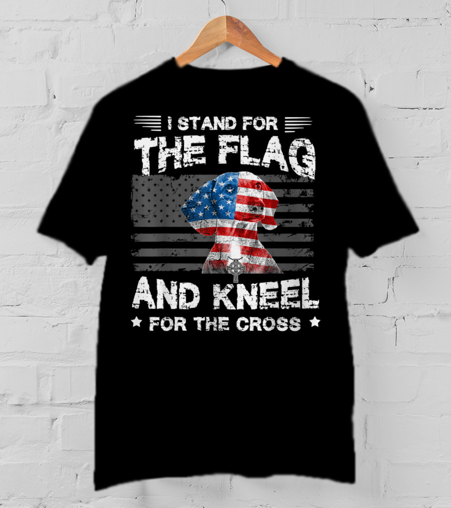 I Stand For The Flag And Kneel For The Cross Dachshunds Dog T-Shirt