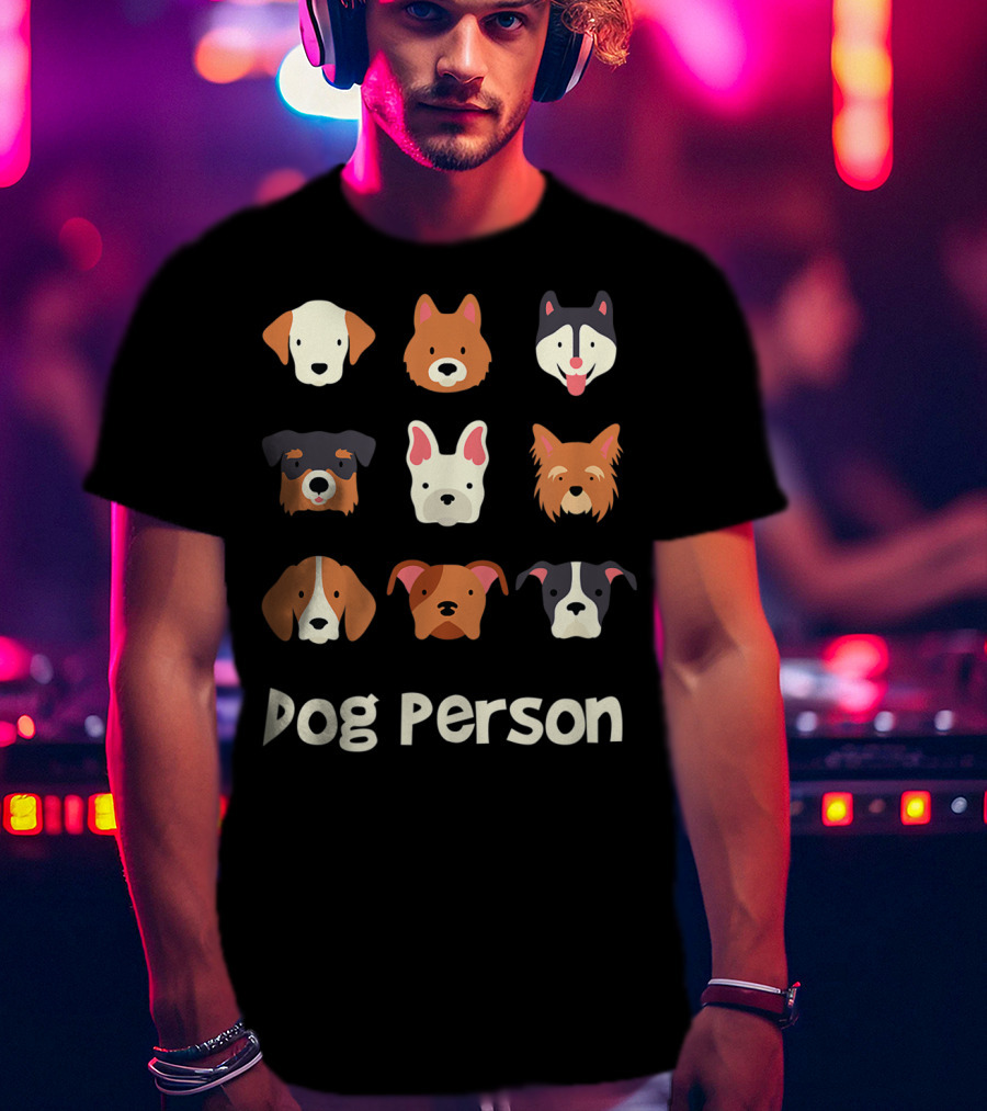 Dog Person Doggy Animal Lover Puppy Faces T-Shirt