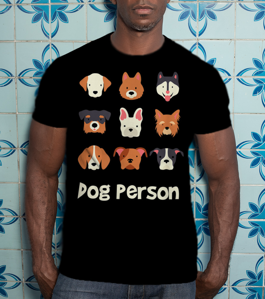 Dog Person Doggy Animal Lover Puppy Faces T-Shirt