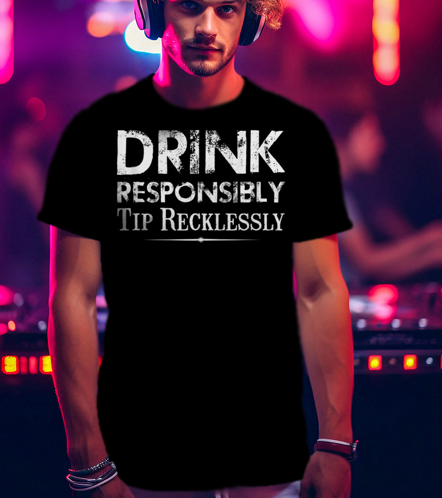 Drink Responsibly Tip Recklessly Bartender Humor T-Shirt