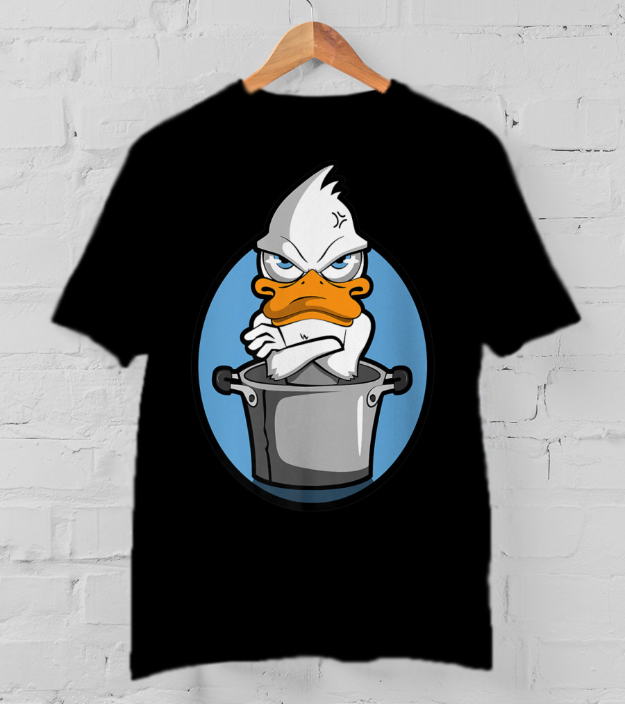 Grumpy Duck In Cooking Pot Angry Expression T-Shirt