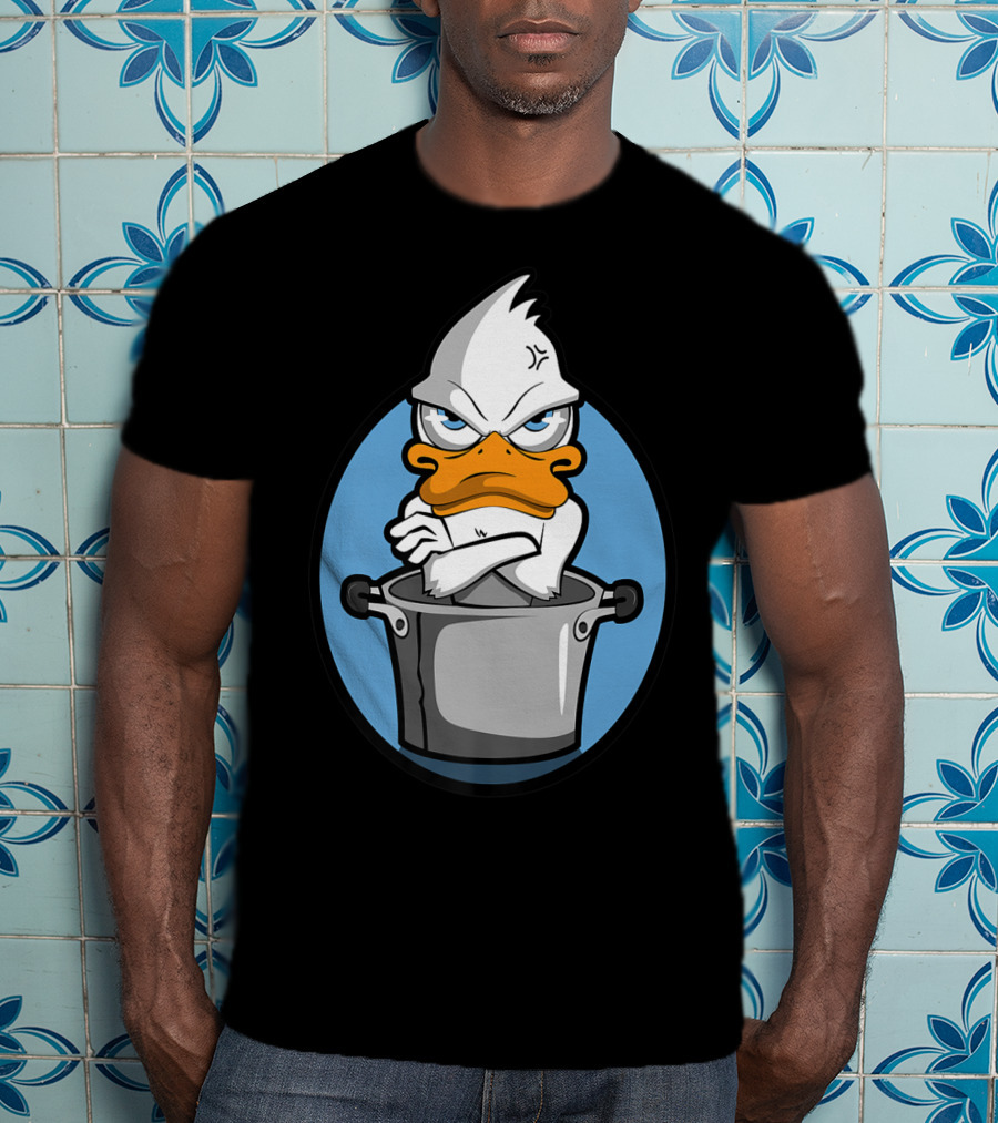 Grumpy Duck In Cooking Pot Angry Expression T-Shirt
