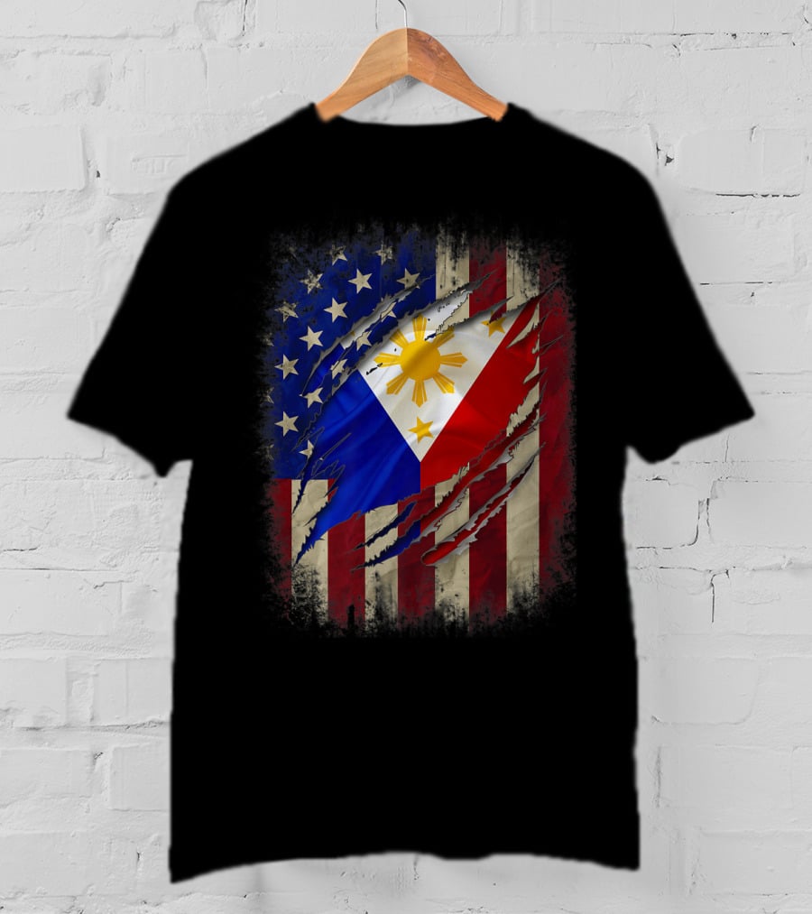 Filipino American Flag With Filipino Blood Inside T-Shirt