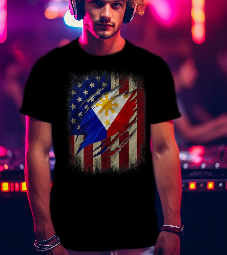 Filipino American Flag With Filipino Blood Inside T-Shirt